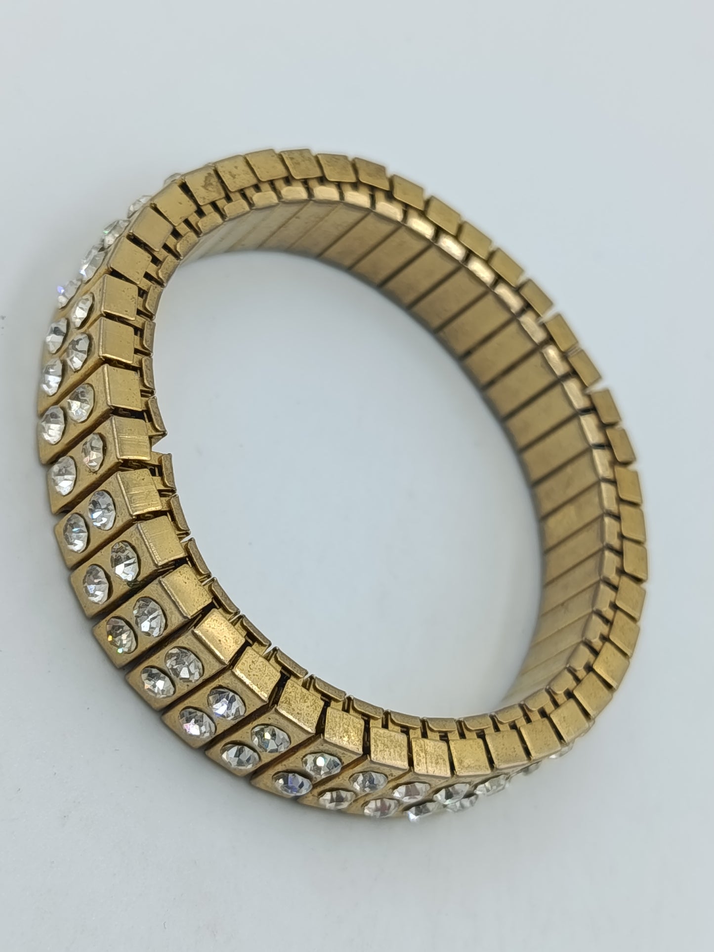 Vintage Strass Armband elastisch – Goldfarben mit funkelnden Steinen