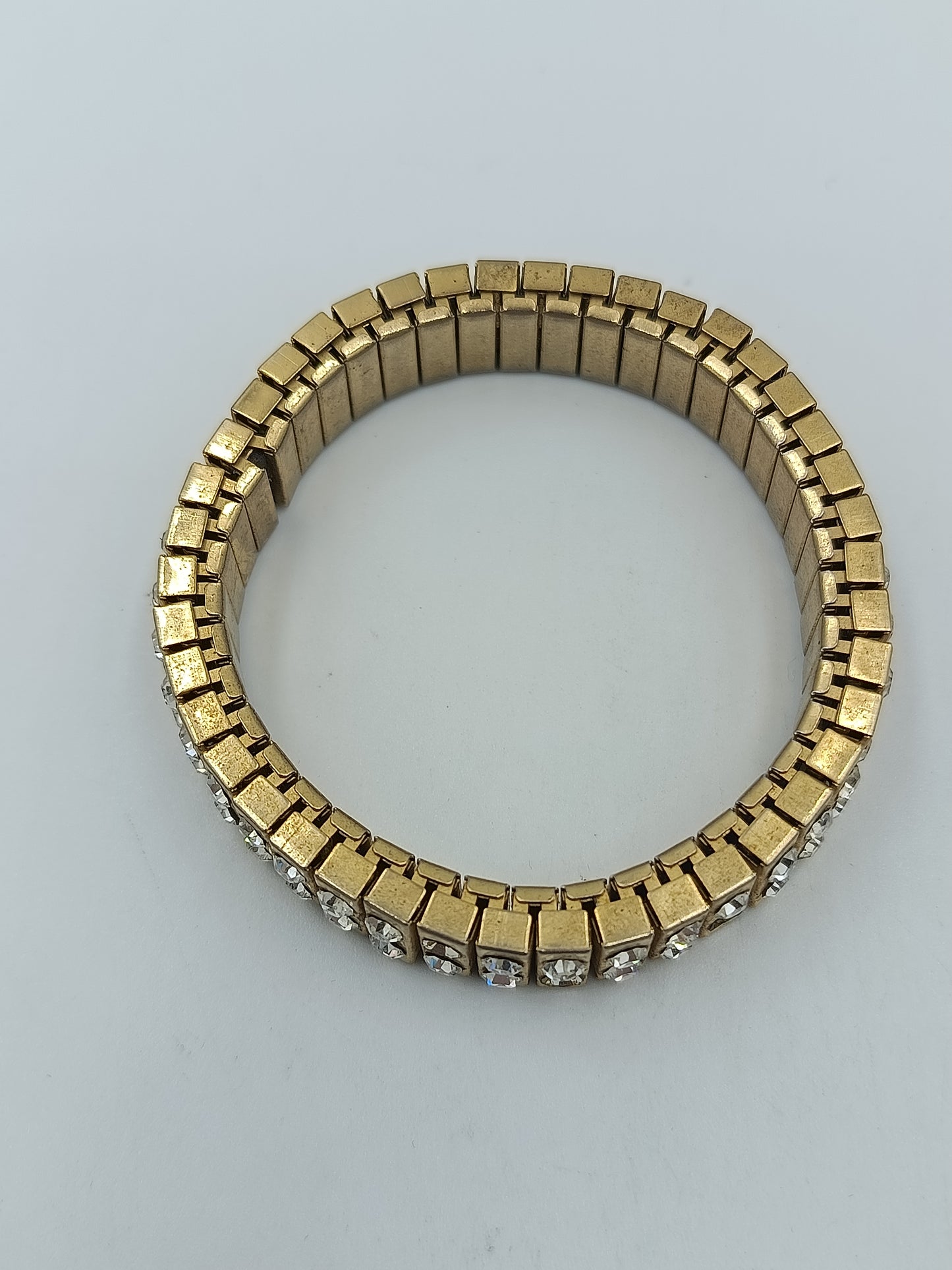 Vintage Strass Armband elastisch – Goldfarben mit funkelnden Steinen