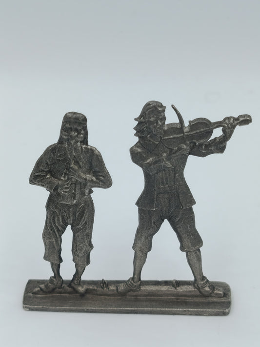 Vintage Musiker Duo – Zinn / Pewter Figur mit Geige  Flöte