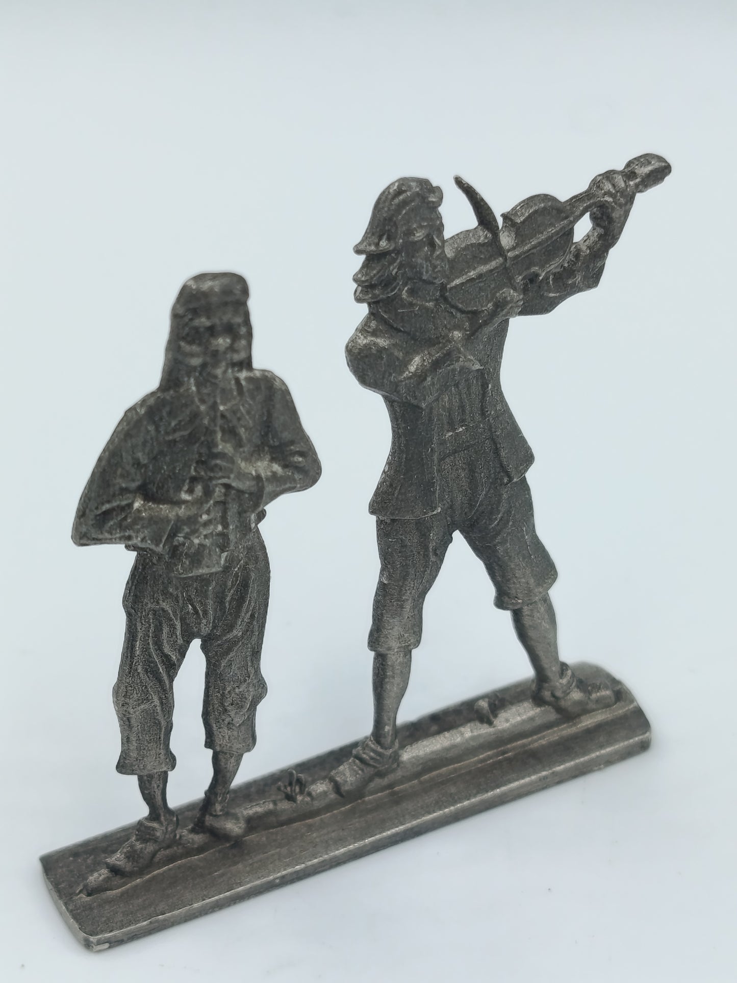 Vintage Musiker Duo – Zinn / Pewter Figur mit Geige  Flöte