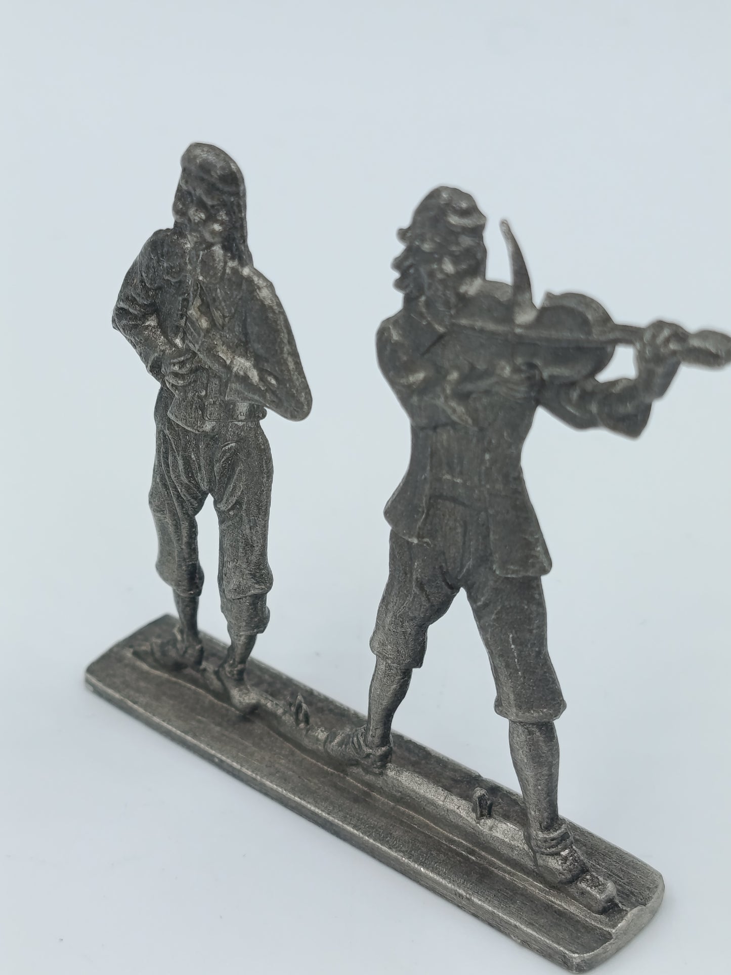 Vintage Musiker Duo – Zinn / Pewter Figur mit Geige  Flöte