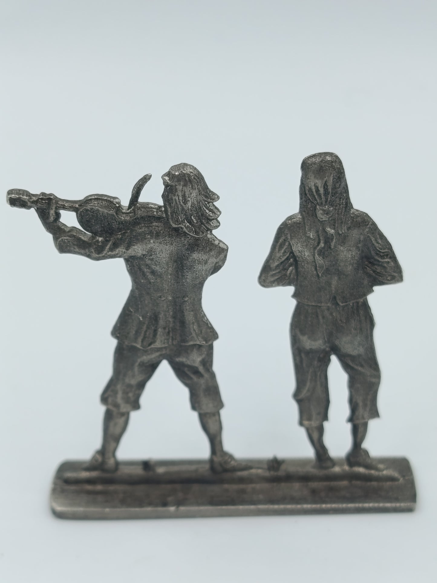 Vintage Musiker Duo – Zinn / Pewter Figur mit Geige  Flöte