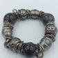 Massives Vintage Armband elastisch – silberfarbene Statement Beads