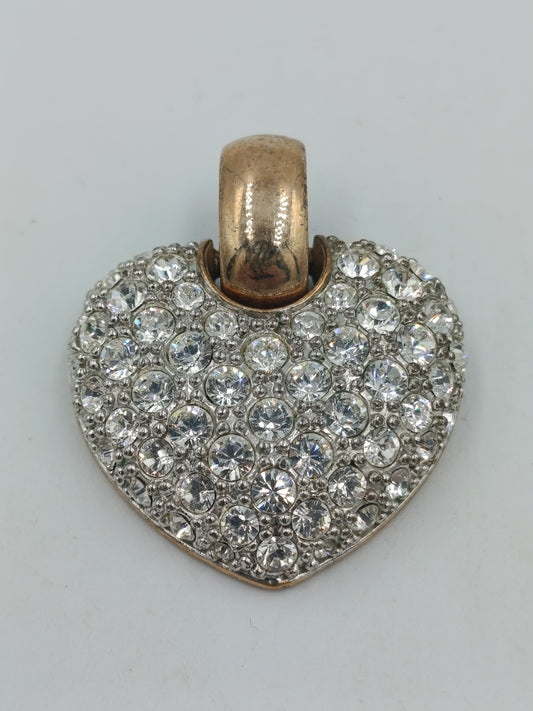 Vintage Herz Anhänger mit Strass – E.X. signiert, bicolor
