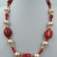 Vintage Korallenkette mit Perlen 925 Silber – Statement Halskette Rot