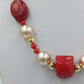 Vintage Korallenkette mit Perlen 925 Silber – Statement Halskette Rot