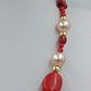 Vintage Korallenkette mit Perlen 925 Silber – Statement Halskette Rot