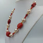 Vintage Korallenkette mit Perlen 925 Silber – Statement Halskette Rot