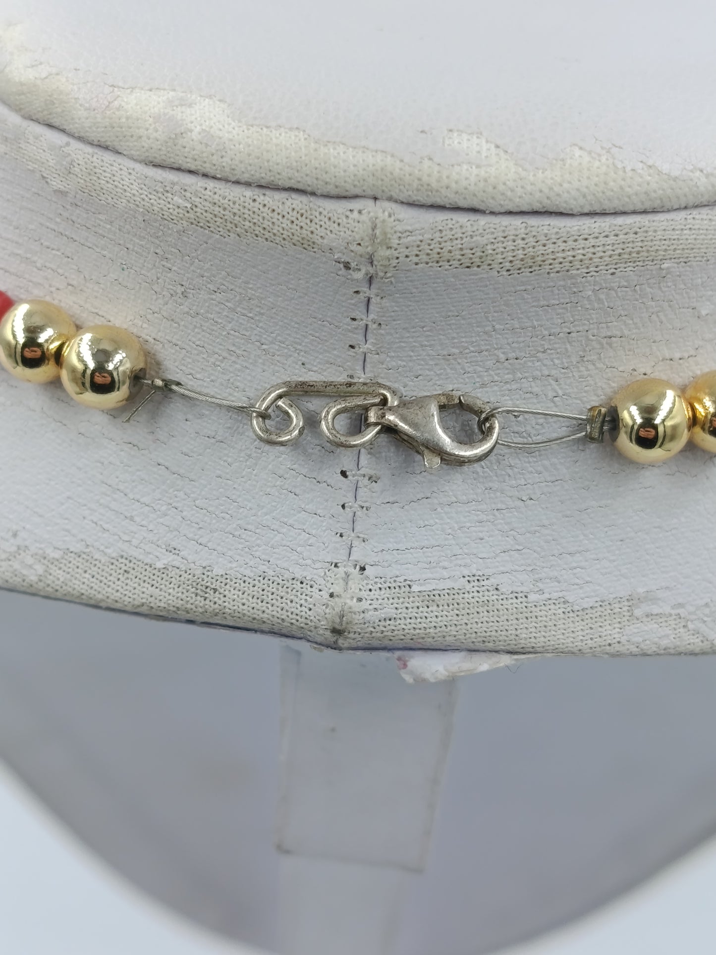 Vintage Korallenkette mit Perlen 925 Silber – Statement Halskette Rot