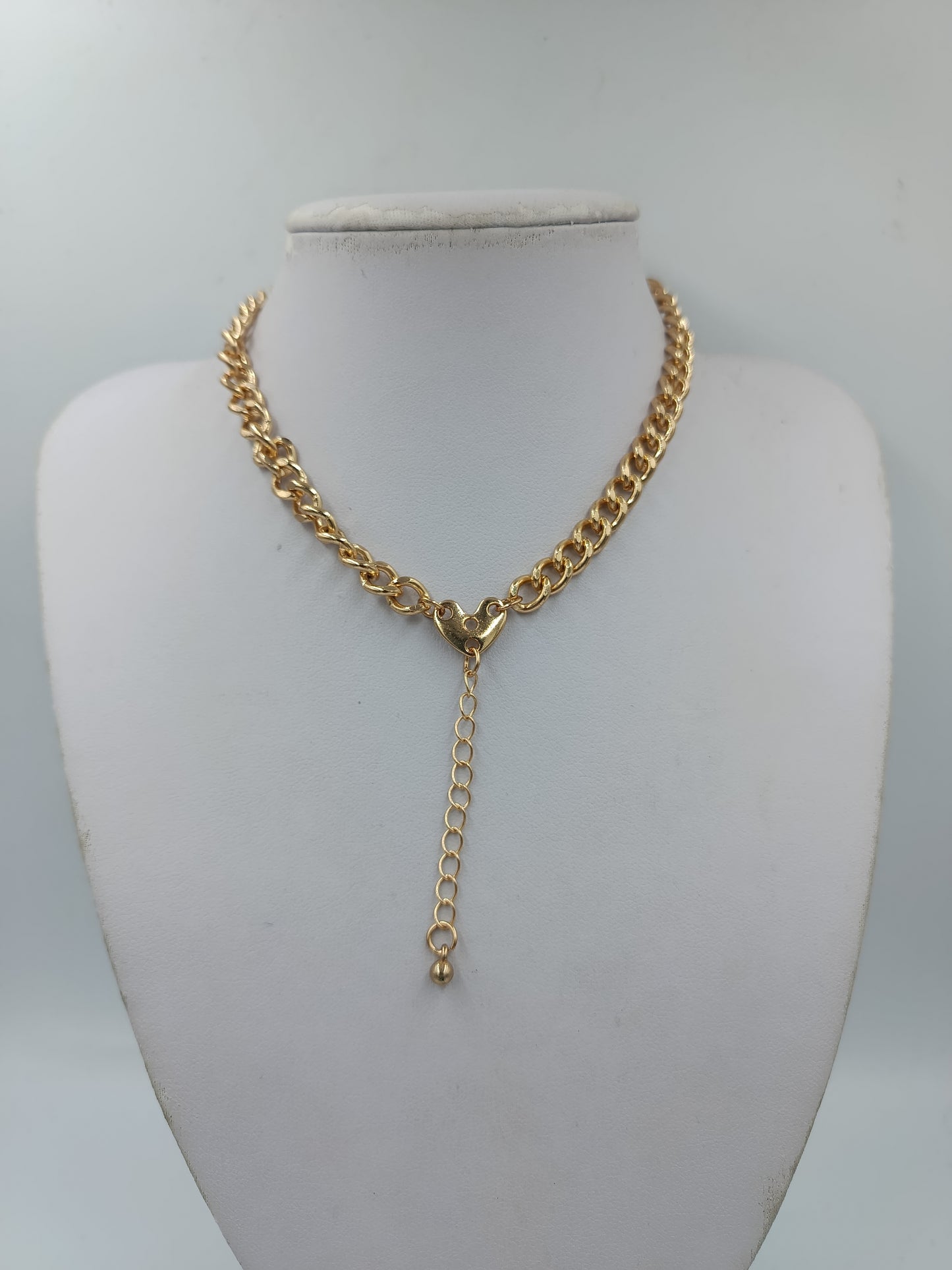 Vintage Gliederkette Goldfarben mit Herzdetail – Statement Halskette