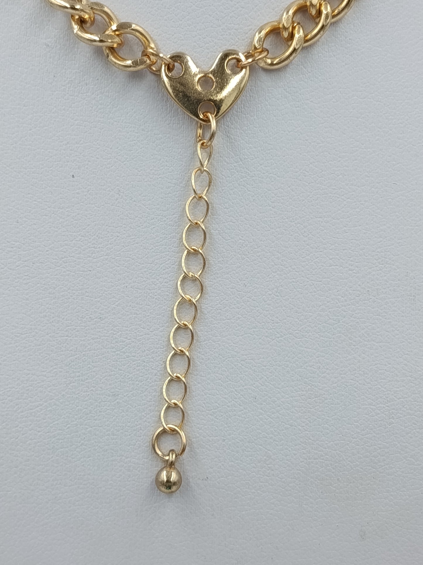 Vintage Gliederkette Goldfarben mit Herzdetail – Statement Halskette