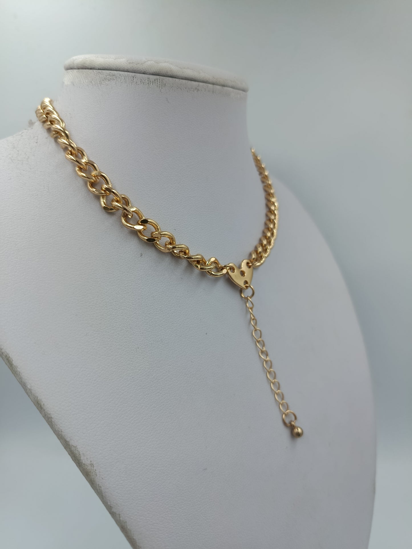 Vintage Gliederkette Goldfarben mit Herzdetail – Statement Halskette