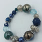 Vintage Statement Armband Blau  Silber – Elastisches Perlenarmband
