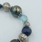 Vintage Statement Armband Blau  Silber – Elastisches Perlenarmband