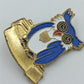 Vintage Eulen Brosche Blau Gold – Emaille Tiermotiv Pin