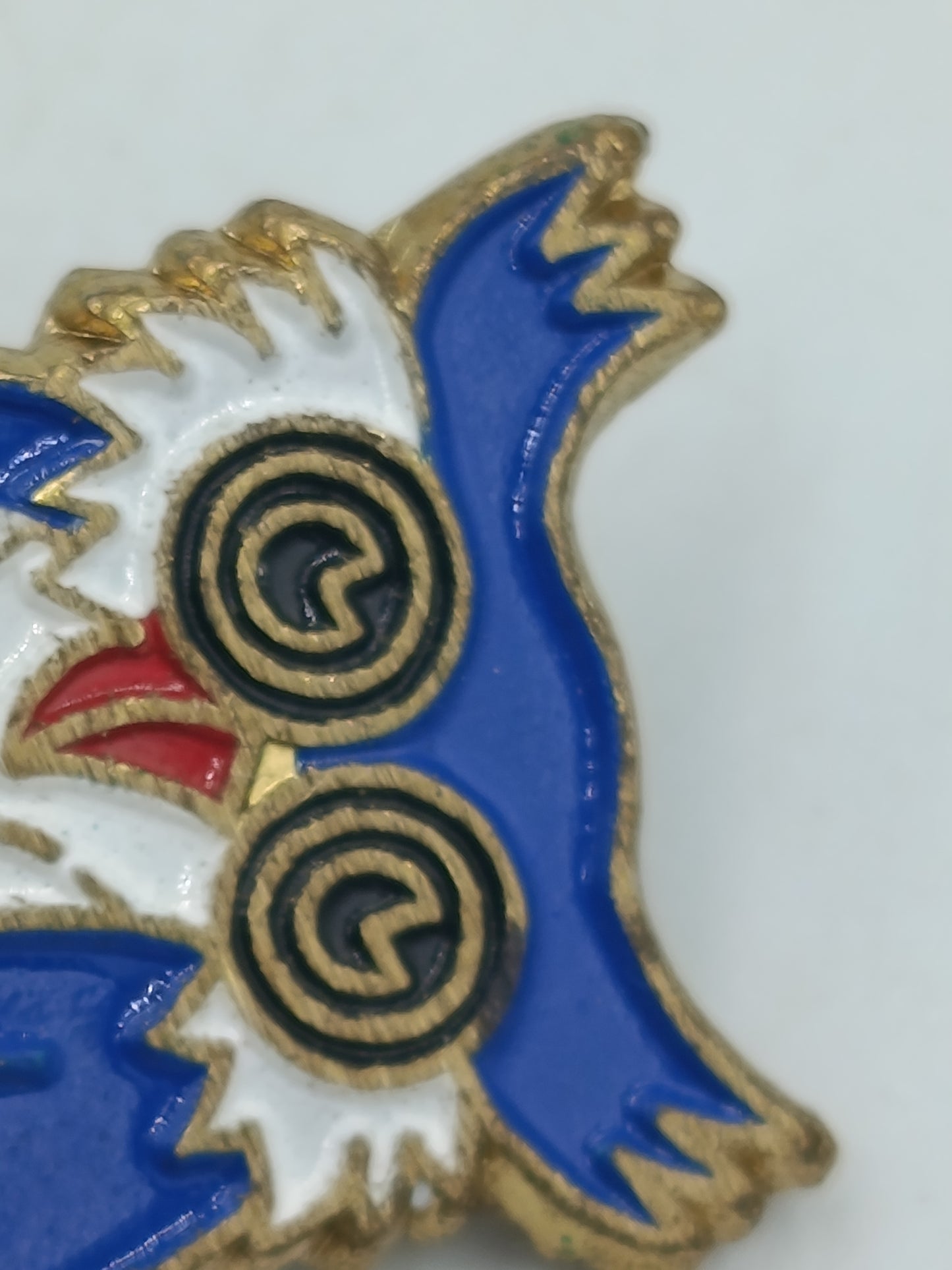 Vintage Eulen Brosche Blau Gold – Emaille Tiermotiv Pin