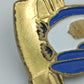 Vintage Eulen Brosche Blau Gold – Emaille Tiermotiv Pin