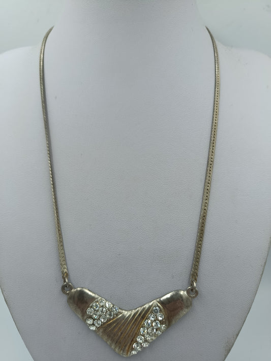 Vintage Strass Collier Silberfarben – Elegante Halskette mit Kristallbesatz