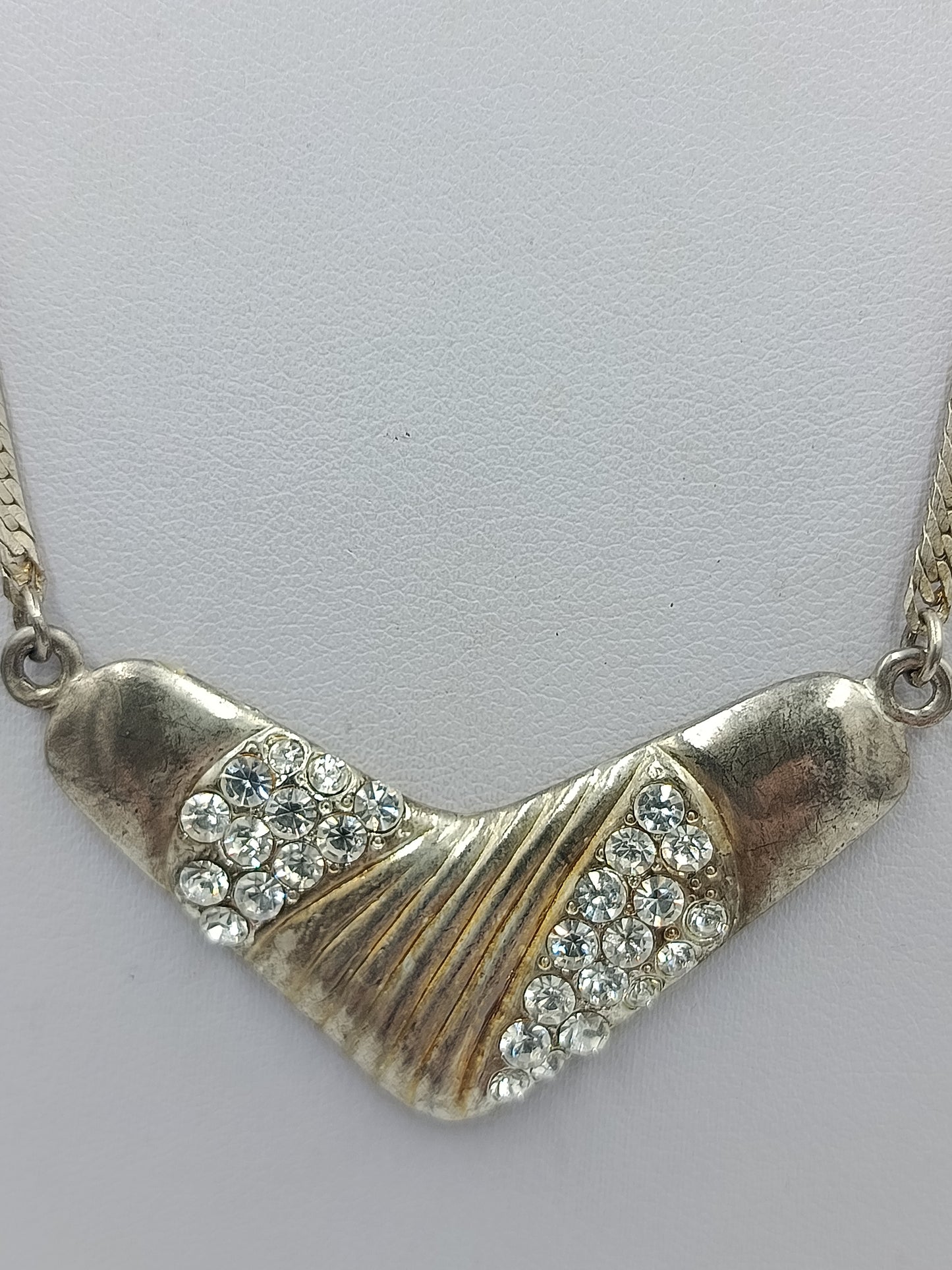Vintage Strass Collier Silberfarben – Elegante Halskette mit Kristallbesatz
