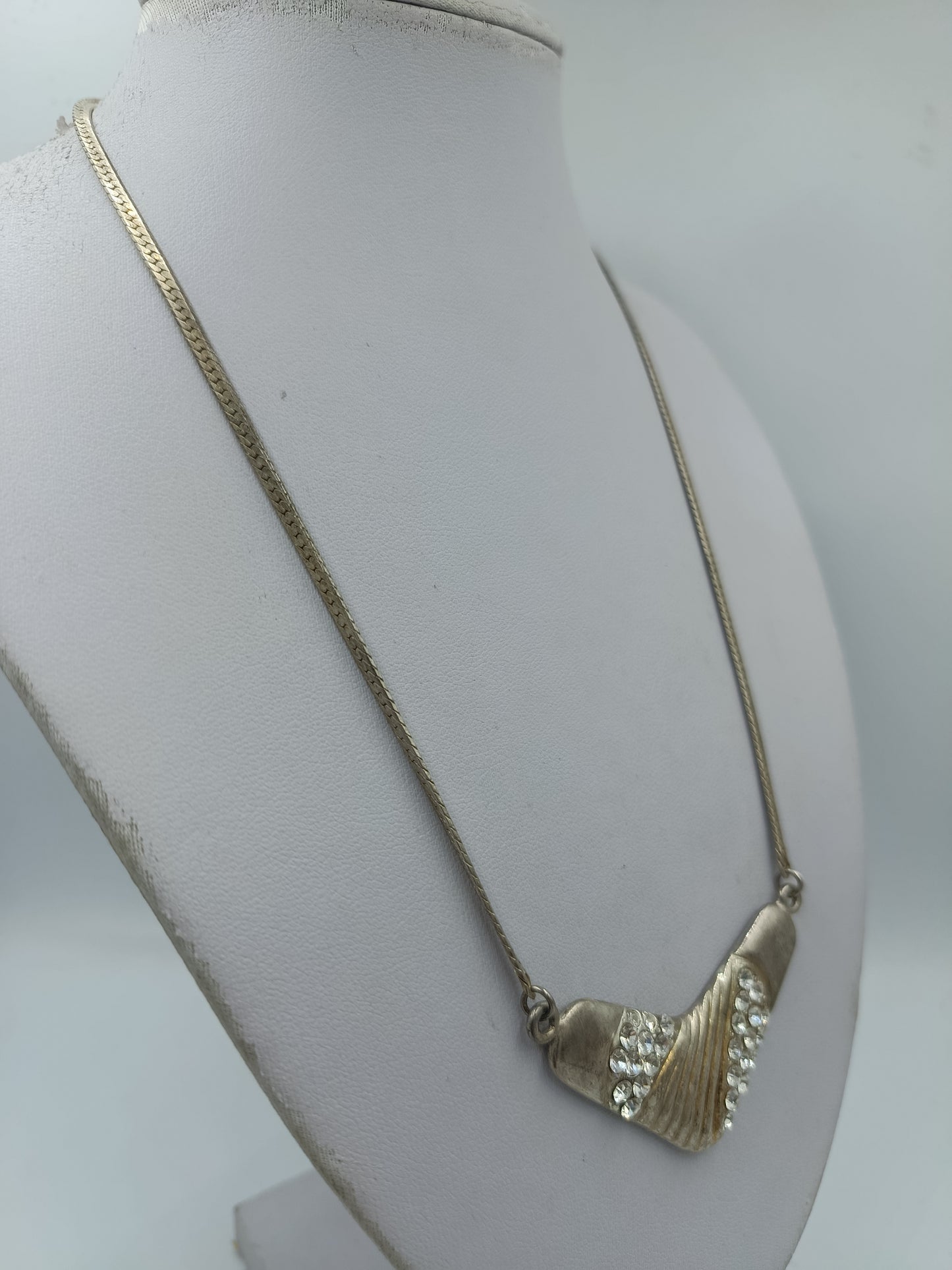 Vintage Strass Collier Silberfarben – Elegante Halskette mit Kristallbesatz