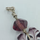 Handgefertigter Glas Anhänger – Lampwork Blüte in Lila Weiß mit Silberdraht