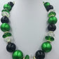 Statement Kette Grün Schwarz – Große Perlenkette Retro Design