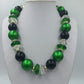 Statement Kette Grün Schwarz – Große Perlenkette Retro Design
