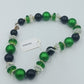 Statement Kette Grün Schwarz – Große Perlenkette Retro Design