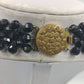 Vintage Statement Kette Schwarz – Facettierte Perlen mit Zierschließe