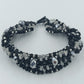 Schwarz-silbernes Perlenarmband – 20,5 cm – mehrreihig – Statement Schmuck