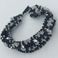 Schwarz-silbernes Perlenarmband – 20,5 cm – mehrreihig – Statement Schmuck