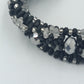 Schwarz-silbernes Perlenarmband – 20,5 cm – mehrreihig – Statement Schmuck