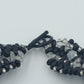 Schwarz-silbernes Perlenarmband – 20,5 cm – mehrreihig – Statement Schmuck