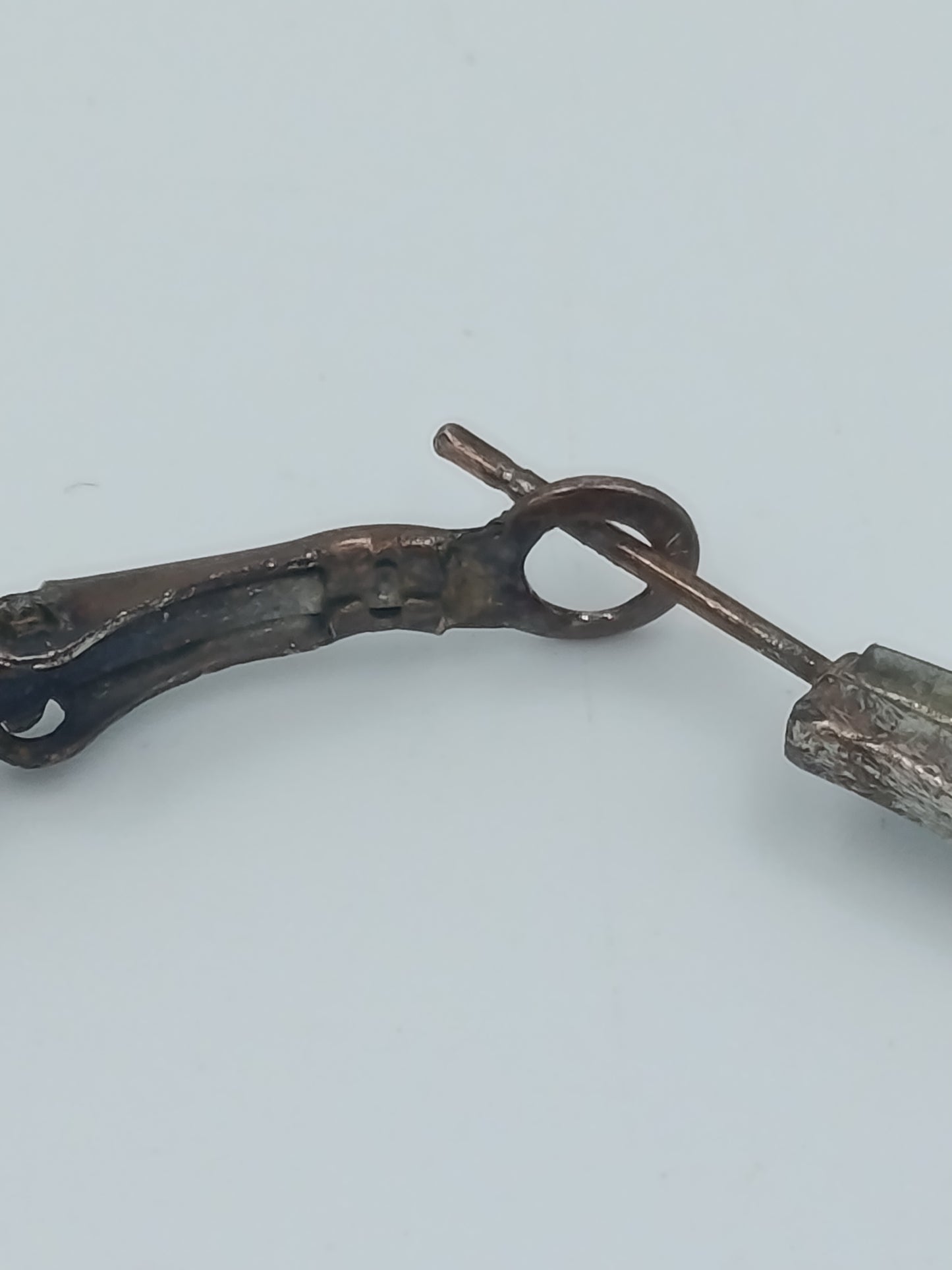 Creole Ohrring einzeln – Metall zweifarbig Silber Kupfer Look – 5 cm