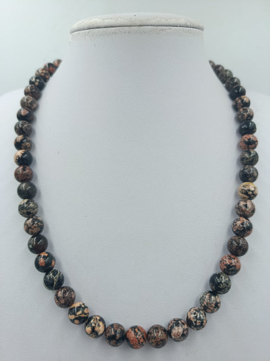 Kette aus Natursteinperlen – 925 Silber Verschluss – 50 cm