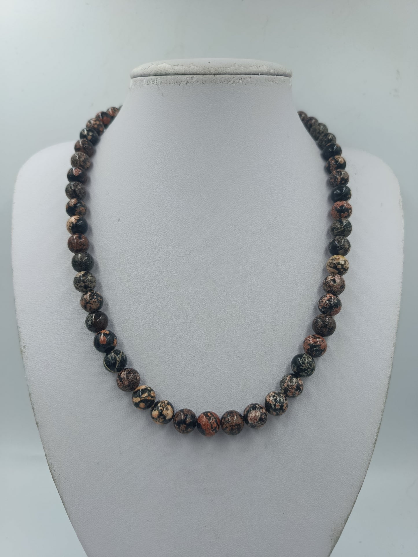 Kette aus Natursteinperlen – 925 Silber Verschluss – 50 cm