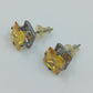 Vintage Ohrstecker mit gelbem Stein – quadratisch – silberfarben