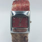 Vintage Damenarmbanduhr ALB Quartz – Edelstahl – rotes Zifferblatt