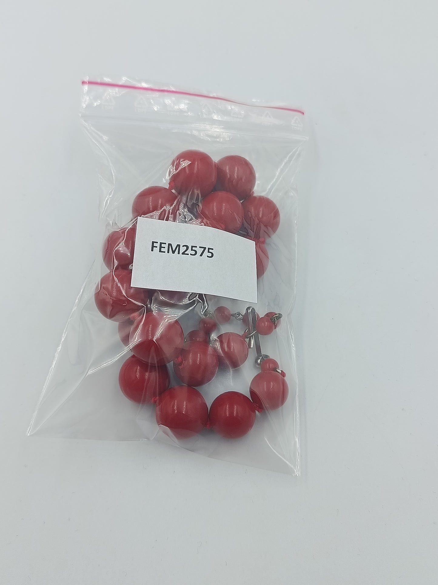 Vintage Statement Kette Rot – große Kugelperlen mit Verlängerung