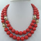 Vintage Kette Rot Gold – Statement Perlenkette – 80 cm