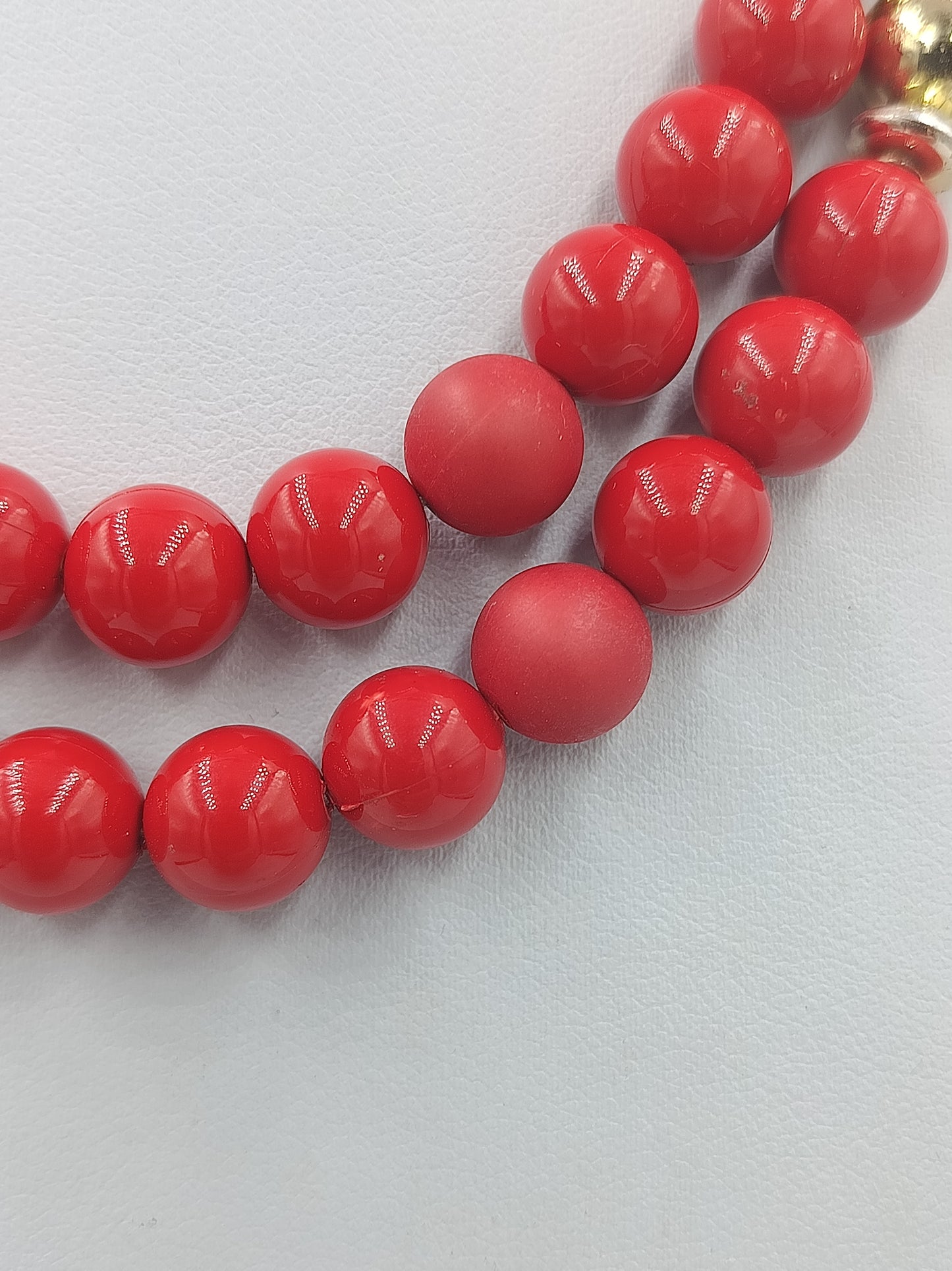 Vintage Kette Rot Gold – Statement Perlenkette – 80 cm