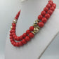 Vintage Kette Rot Gold – Statement Perlenkette – 80 cm