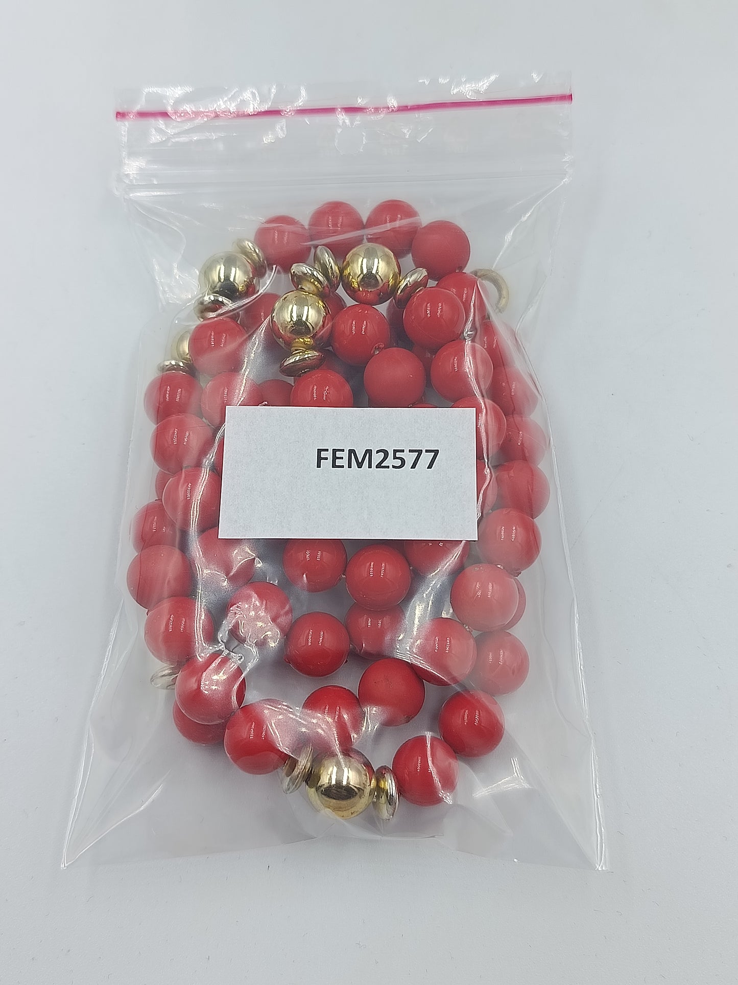 Vintage Kette Rot Gold – Statement Perlenkette – 80 cm