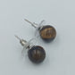 Ohrstecker Tigerauge Kugel – Klassische Edelstein Ohrringe – Braun