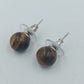 Ohrstecker Tigerauge Kugel – Klassische Edelstein Ohrringe – Braun