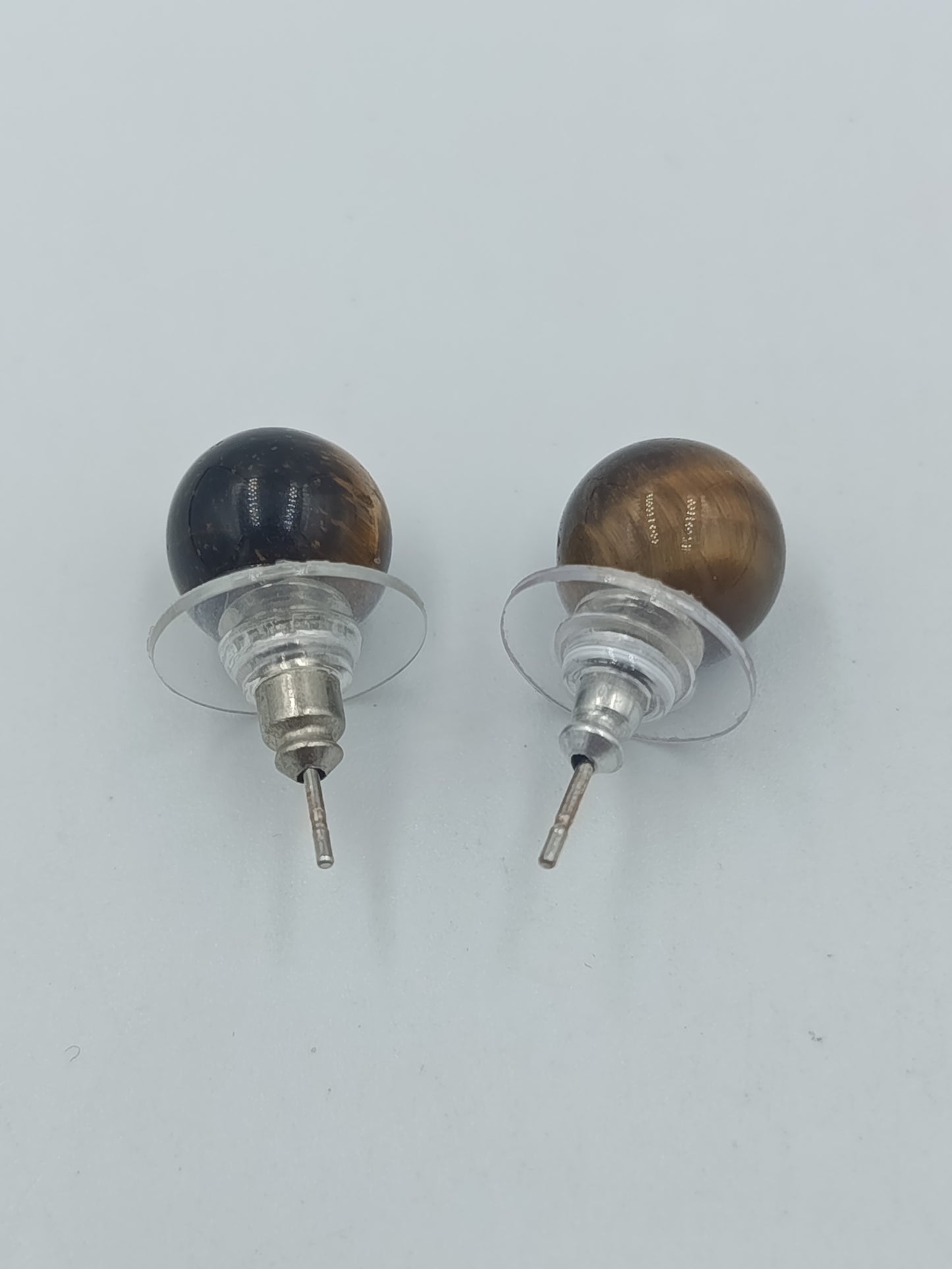 Ohrstecker Tigerauge Kugel – Klassische Edelstein Ohrringe – Braun