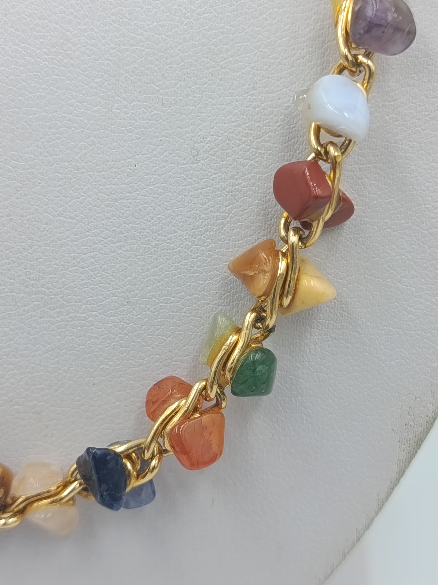 Bunte Edelstein Splitterkette vergoldet – Multicolor Natursteine Halskette