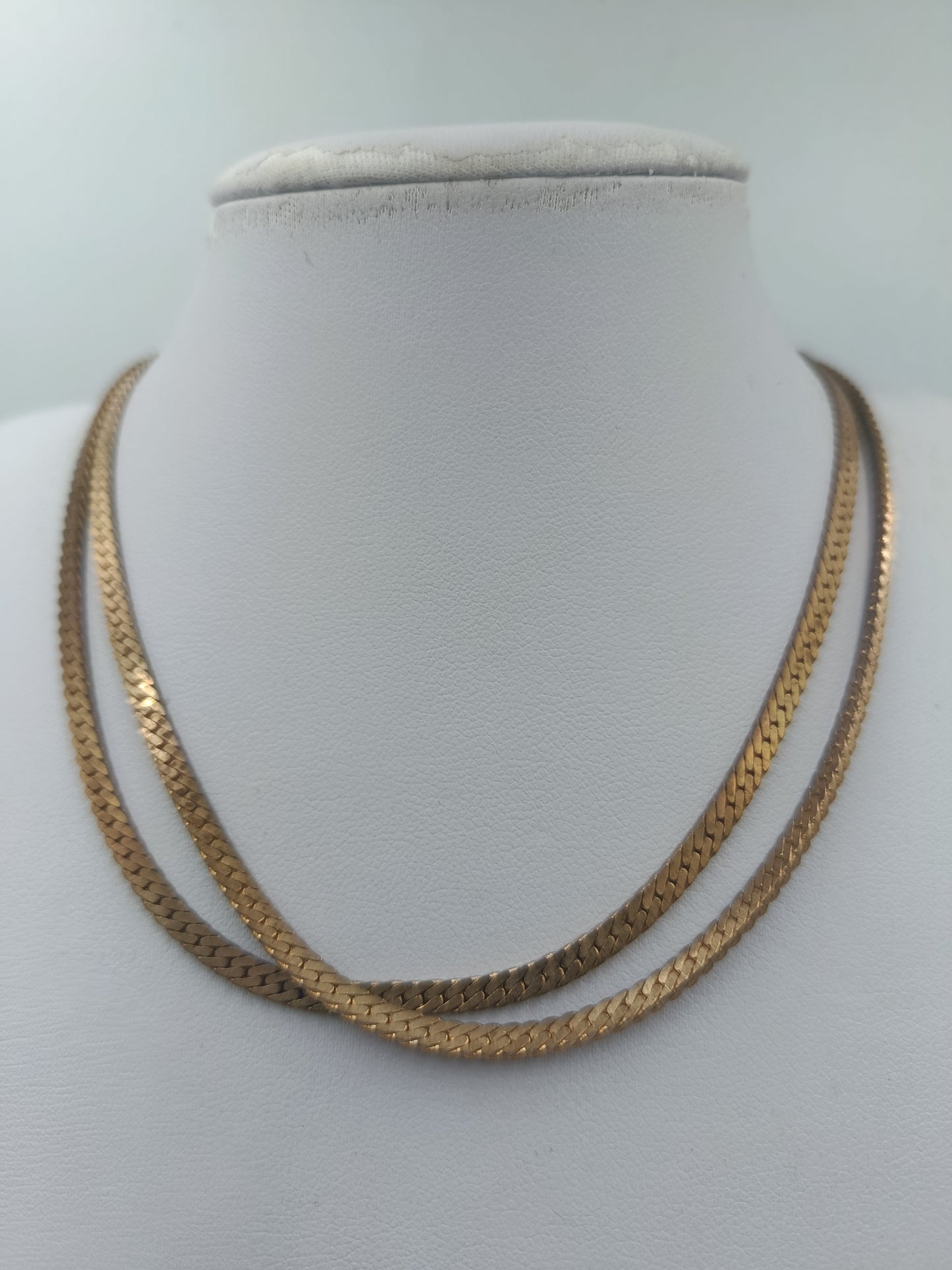 Vintage Schlangenkette doppelt – Goldfarbene Halskette 74 cm
