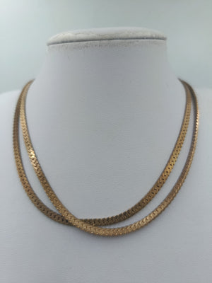 Vintage Schlangenkette doppelt – Goldfarbene Halskette 74 cm