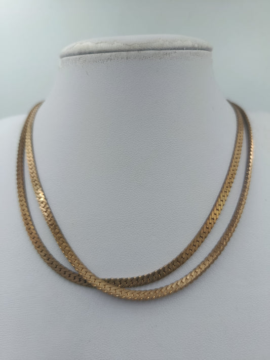 Vintage Schlangenkette doppelt – Goldfarbene Halskette 74 cm